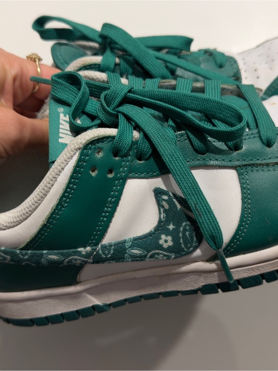 Nike Shoes - Nike Green and White Low-Top Sneakers with Patterned Swoosh